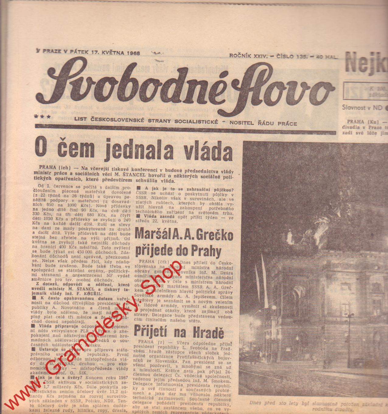 Svobodné slovo, pátek 17. května 1968