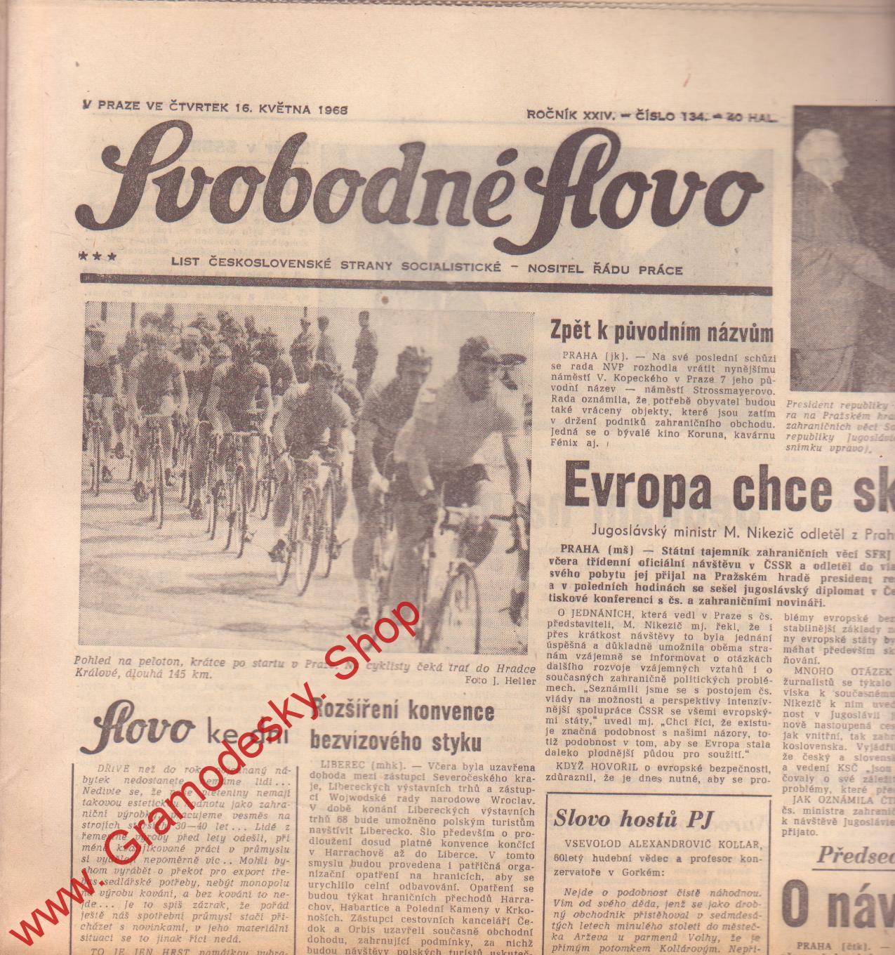 Svobodné slovo, čtvrtek 16. května 1968
