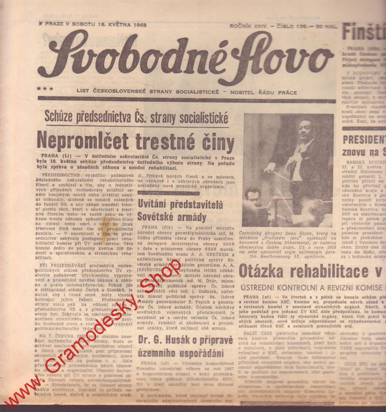 Svobodné slovo, sobota 18. května 1968