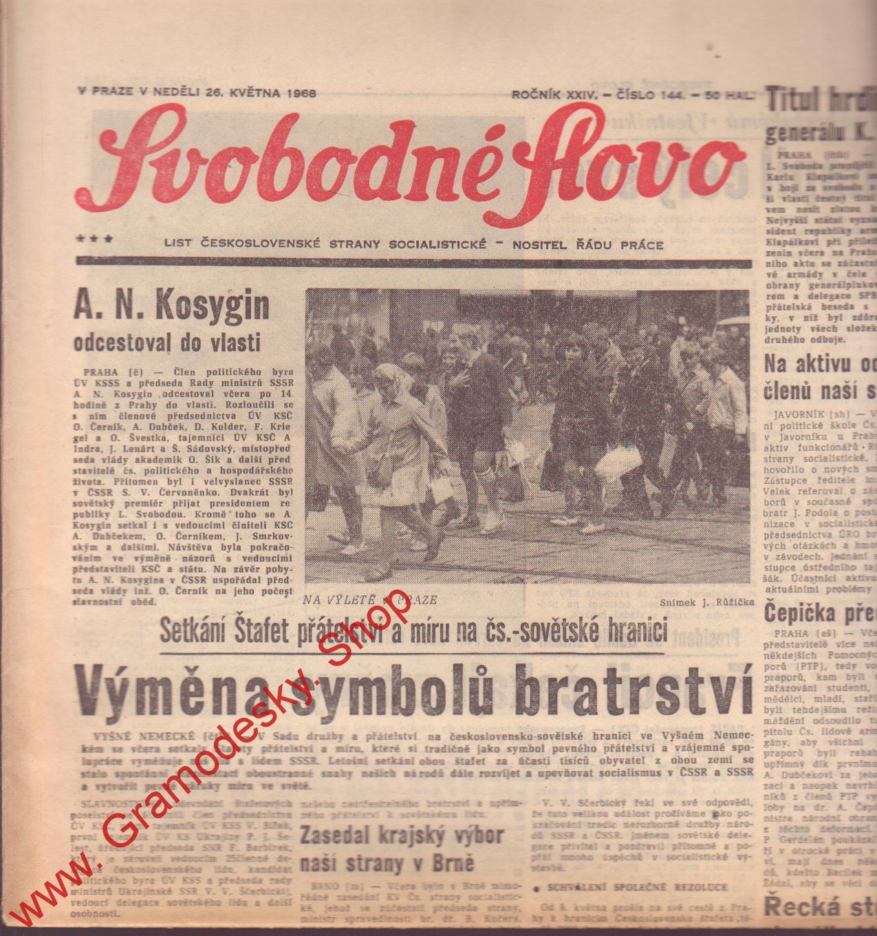 Svobodné slovo, neděle 26. května 1968