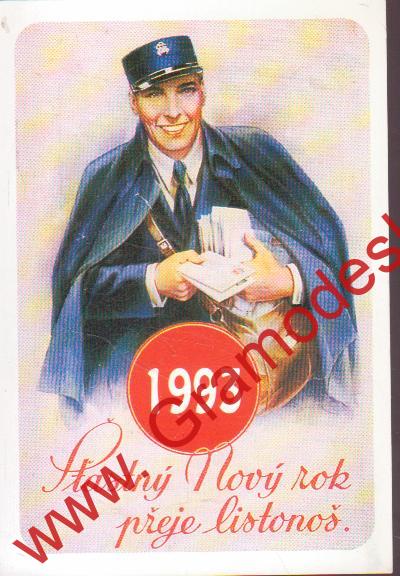 1993 10x6,5cm Kapesní kalendářík Česká pošta, Šťastný Nový rok