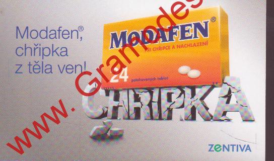 2008 9x5,5cm Kapesní kalendářík Modafen, chřipka z těla ven