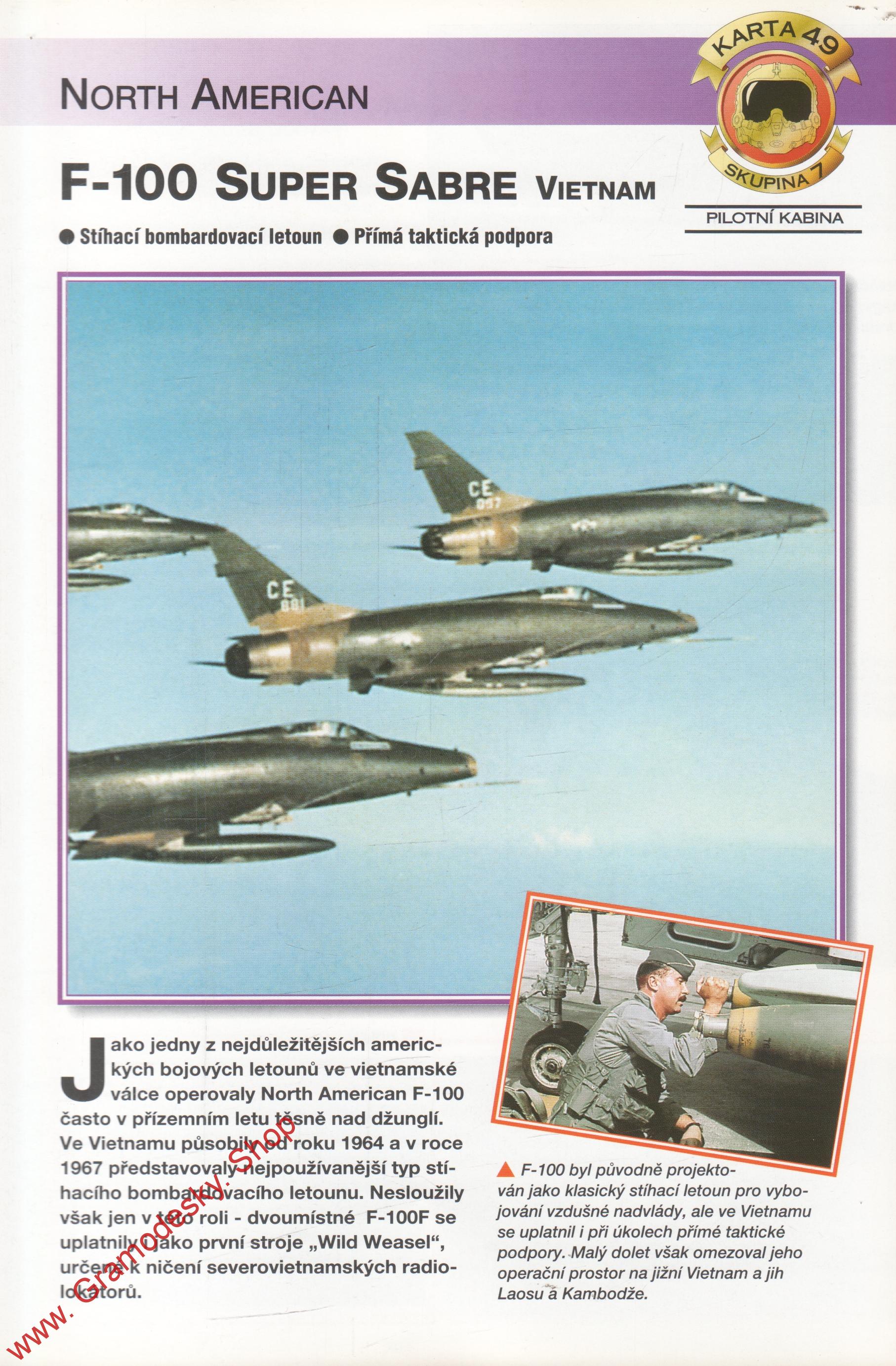 Skupina 7, karta 049 / F-100 Super Sabre Vietnam, North American / 2001