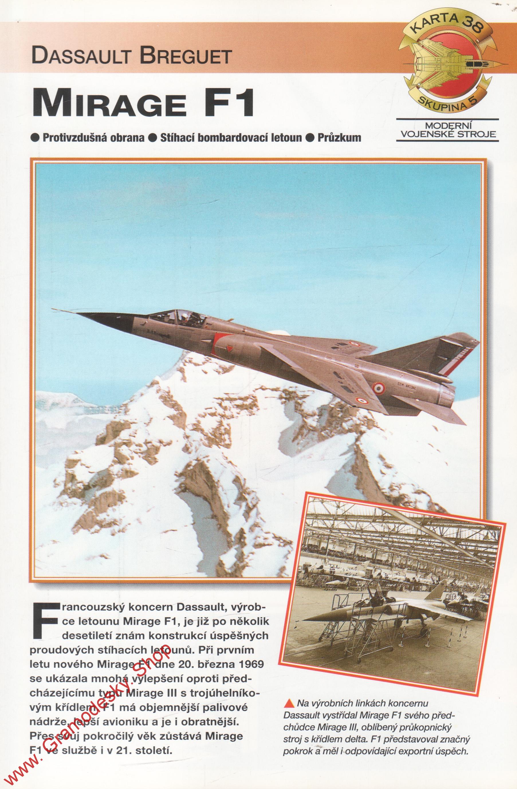Skupina 5, karta 038 / Mirage F1 Dassault Breguet / 2001