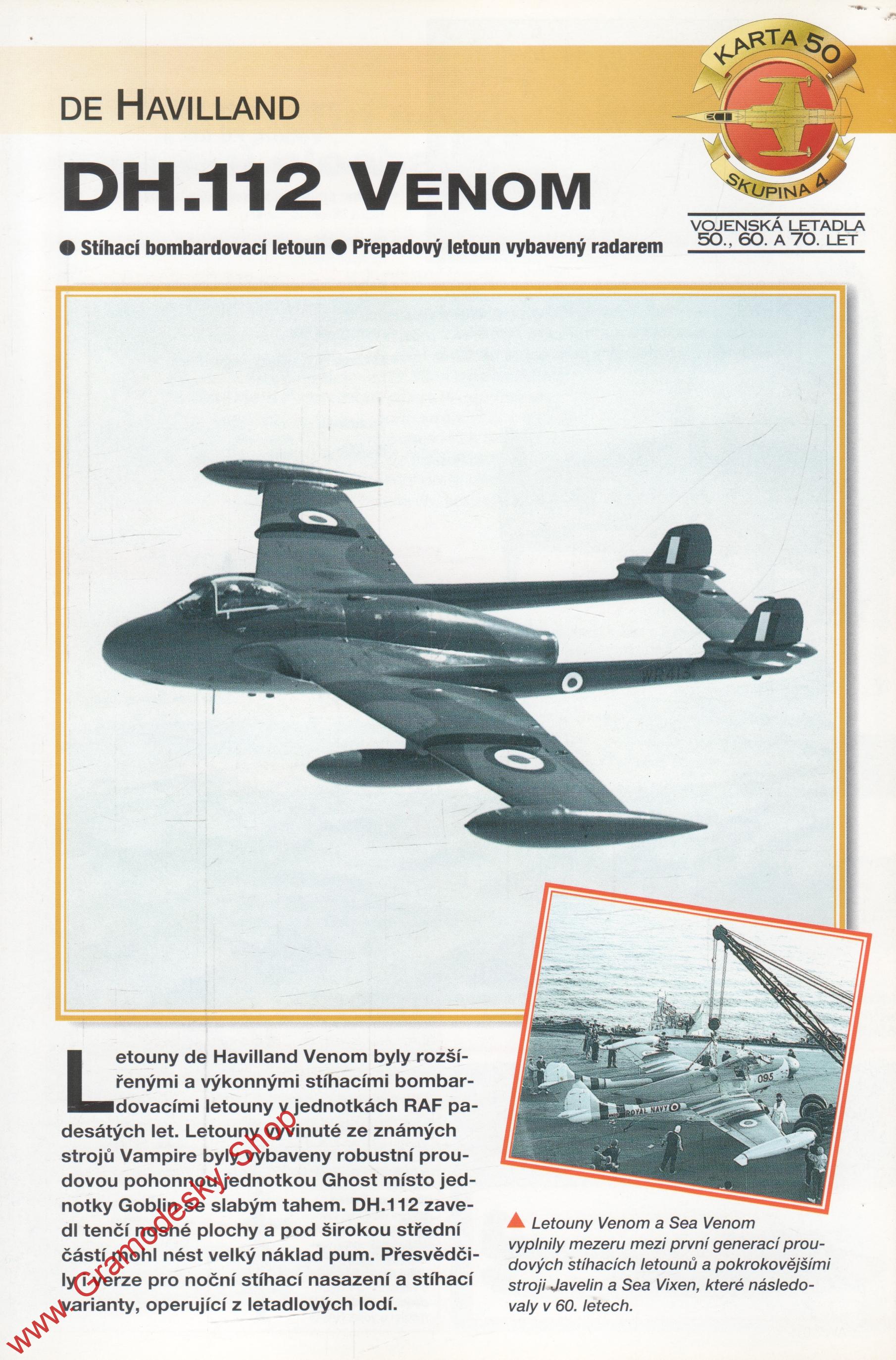 Skupina 4, karta 050 / DH.112 Venom De Havilland / 2001