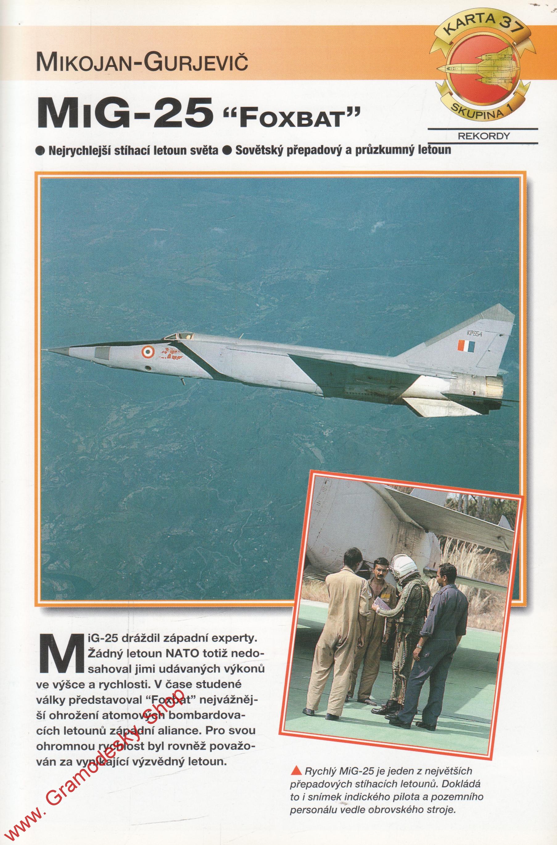 Skupina 1, karta 037 / Mig-25 Foxbat Mikojan Gurjevič / 2001