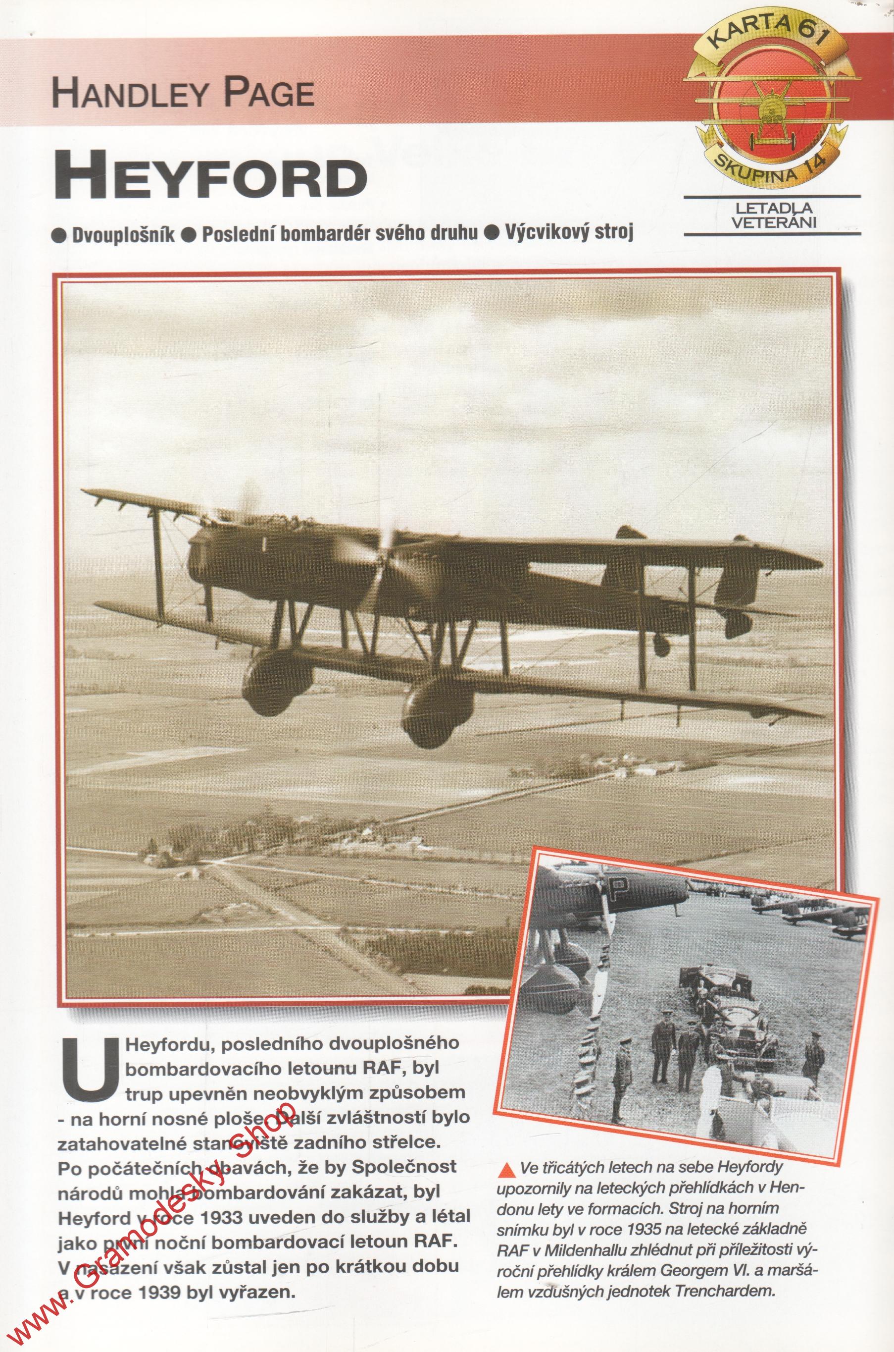 Skupina 14, karta 061 / Heyford Handley Page / 2001