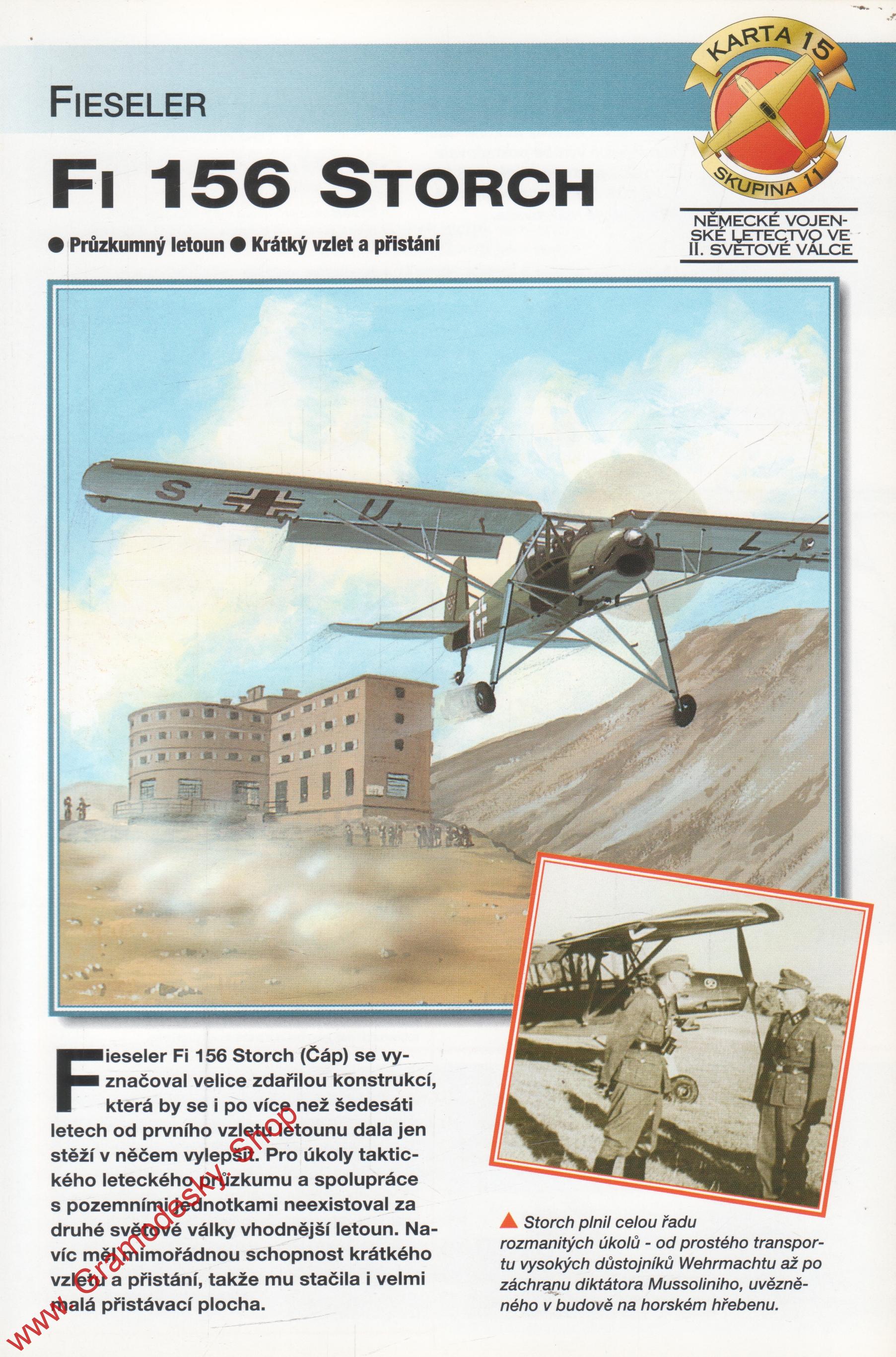 Skupina 11, karta 015 / FI 156 Storch Fieseler / 2001