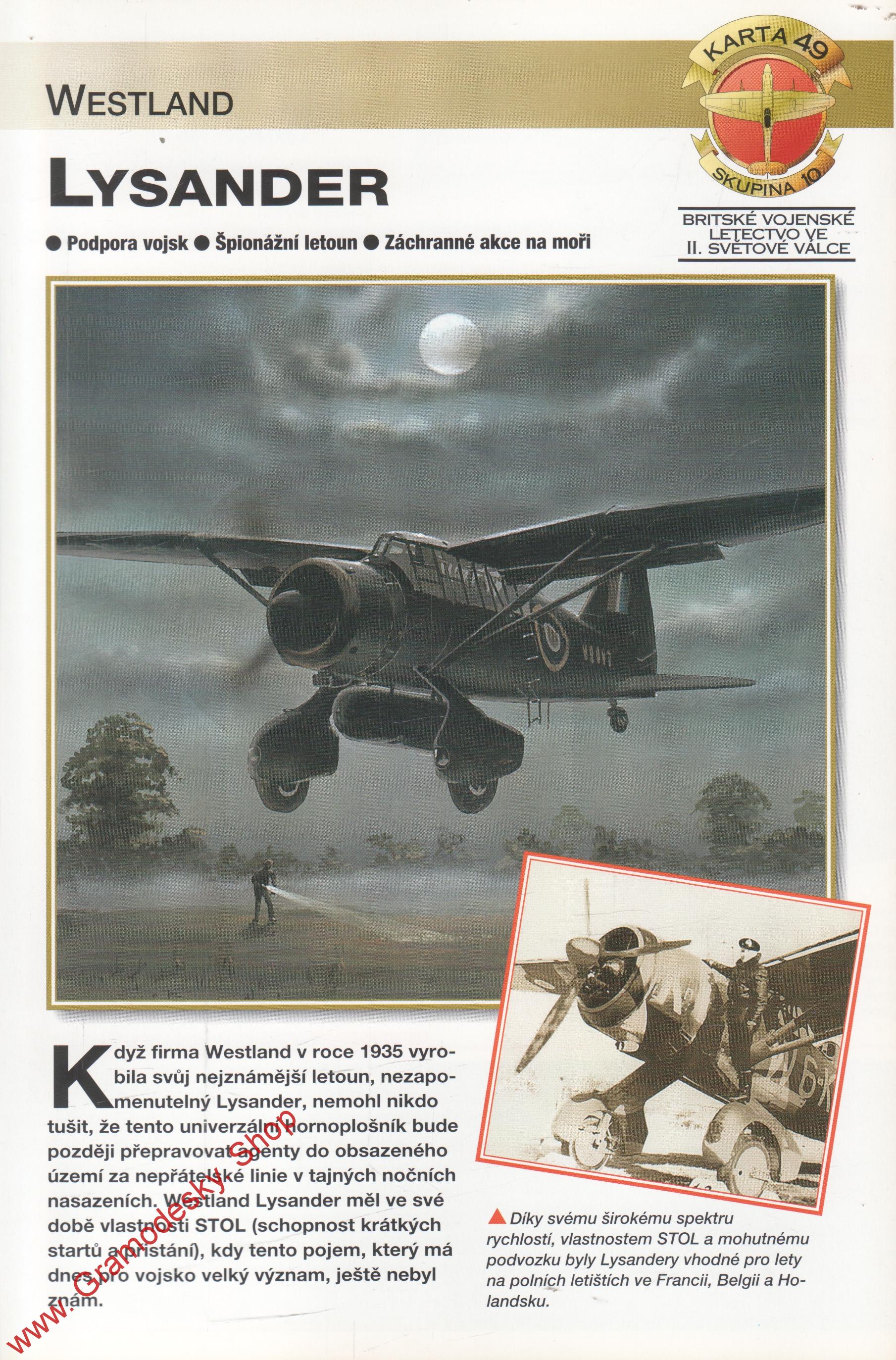 Skupina 10, karta 049 / Lysander Westland / 2001