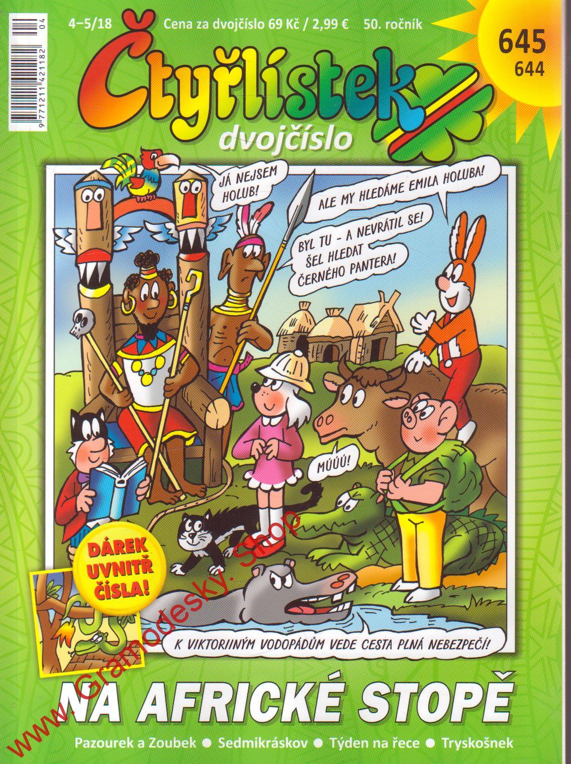 Čtyřlístek dvojčíslo 645, 644, Na africké stopě, 4-5/2018