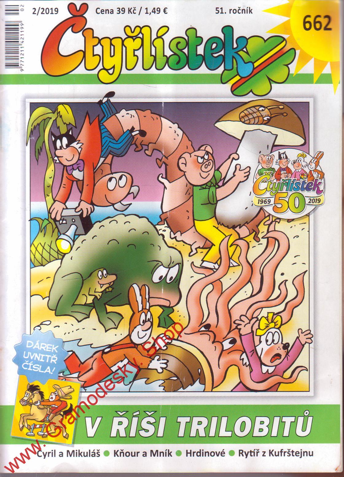 Čtyřlístek č. 662, V říši trilobitů, 2/2019