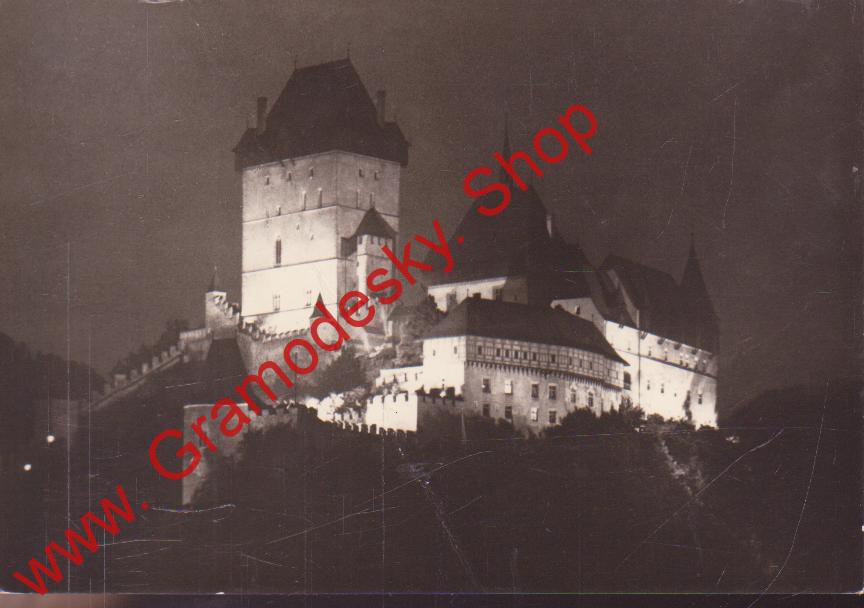 Pohlednice Státní hrad Karlštejn, slavnostní osvětlení / čistá, pošk.
