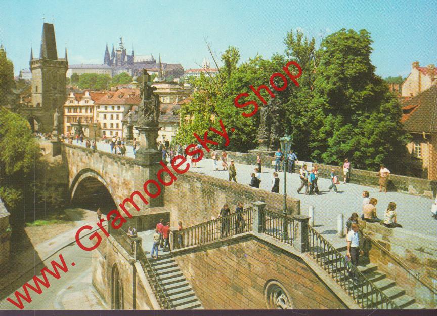 Pohlednice, Praha, Karlův most a Malostranská věž / čistá
