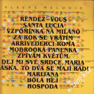 LP Slavné melodie, 25 evergreenů, 1990 Multisonic