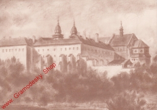 Pohlednice, Hrad s bazilikou Třebíč, prošlo poštou