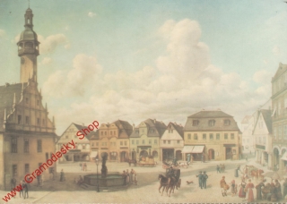 Pohlednice / Liberec, Staroměstské náměstí, olej na plátněm 1893, čistý