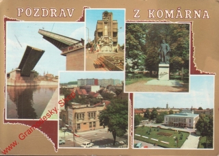 Pohlednice, Pozdrav z Komárna, sklopný most, prošlo poštou