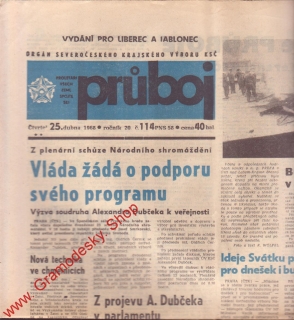 Průboj čtvrtek 25. dubna 1968, vydání pro Liberec a Jablonec