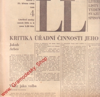 Literární listy 21. březba 1968