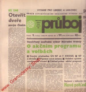 Průboj, úterý 9. dubna 1968 vydání pro Liberec a Jablonec
