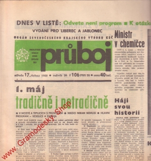 Průboj, středa 17. dubna 1968 vydání pro Liberec a Jablonec