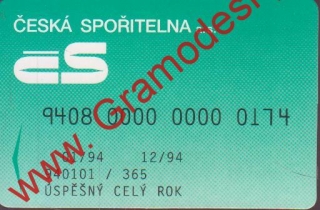1994 8,5x5,5cm Kapesní kalendářík Česká spořitelna, zelený
