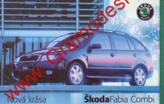 2001 9x6cm Kapesní kalendářík Škoda Auto, Fabia Combi