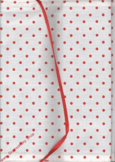 Obal na knihu Papelote, červené puntíky na bílé, 17x24 cm, textilní