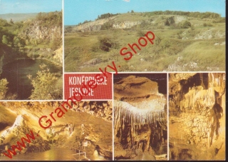 Pohlednice Koněpruské jeskyně u Berouna, se známkou