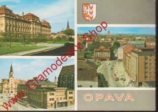 Pohlednice Opava, Bezručovo náměstí, prošla poštou