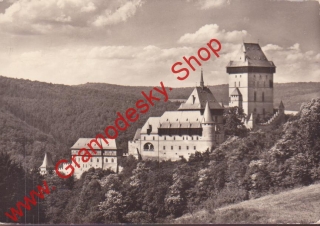Pohlednice hrad Karlštejn, celkový pohled / prošlá poštou