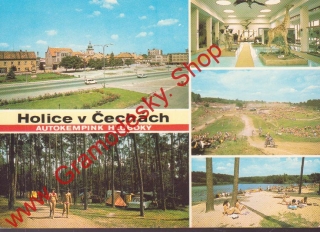 Pohlednice, Holice v Čechách, autokempink Hluboký, 1982 / čistá