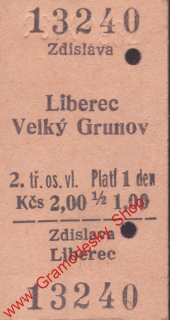 13240 Kartonová vlaková jízdenka, Zdislava, 23.04.1982