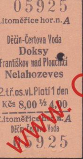 05925 Kartonová vlaková jízdenka, Litoměřice, Děčín, 13.03.1987